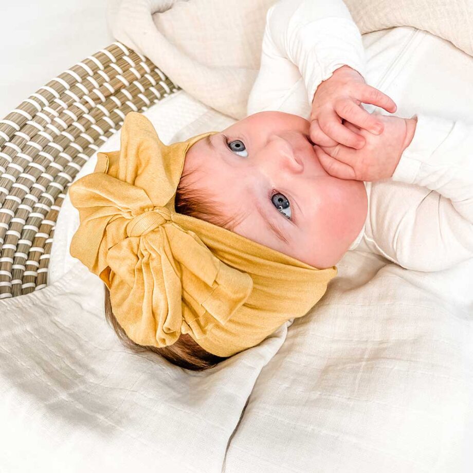 Goldie - Bamboo Baby Bow Headwrap by Tiny Knot Co.