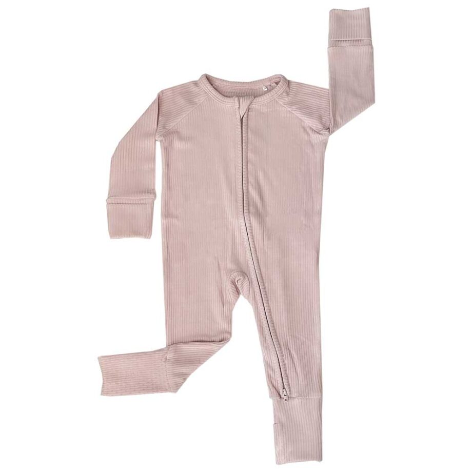 Tiny Knot Co offers a light pink baby onesie.