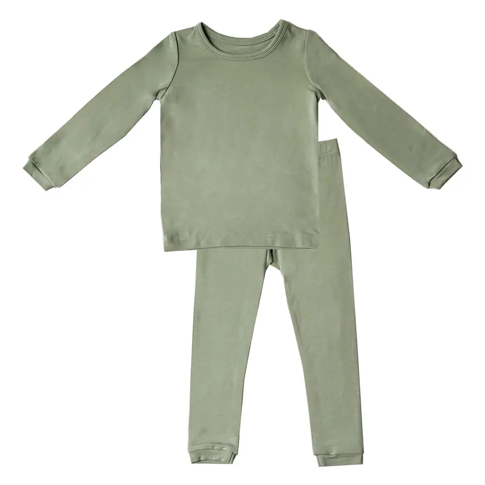 Light olive TENCEL™ modal baby pajamas, super soft Tiny Knot Co
