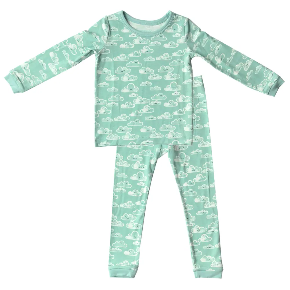 Blue cloud print 2 piece pajama set