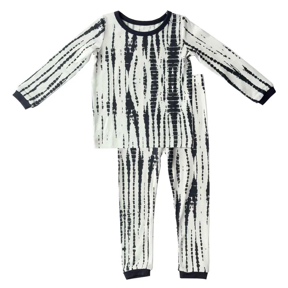 Super soft TENCEL™ modal baby pajamas, black white tie dye Tiny Knot Co
