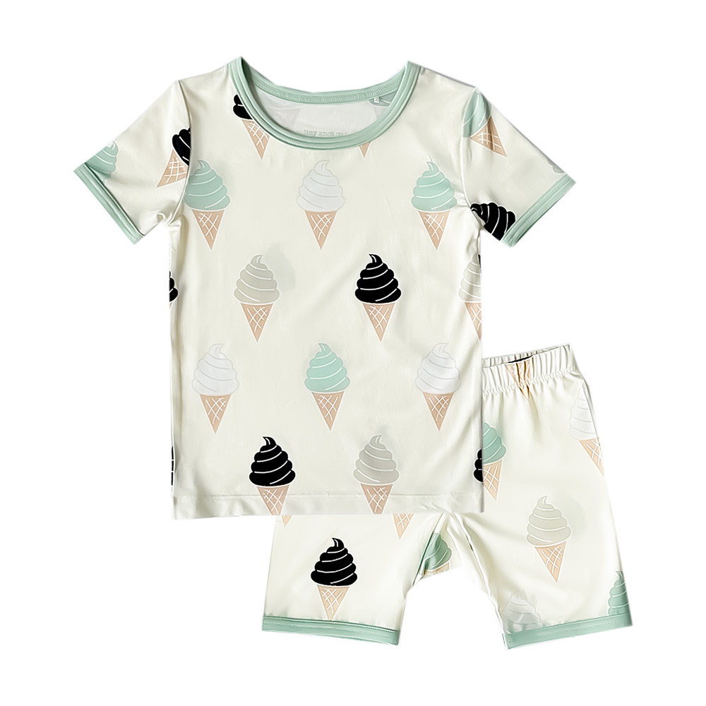 Mint ice cream print TENCEL™ modal baby pajamas, super soft Tiny Knot Co