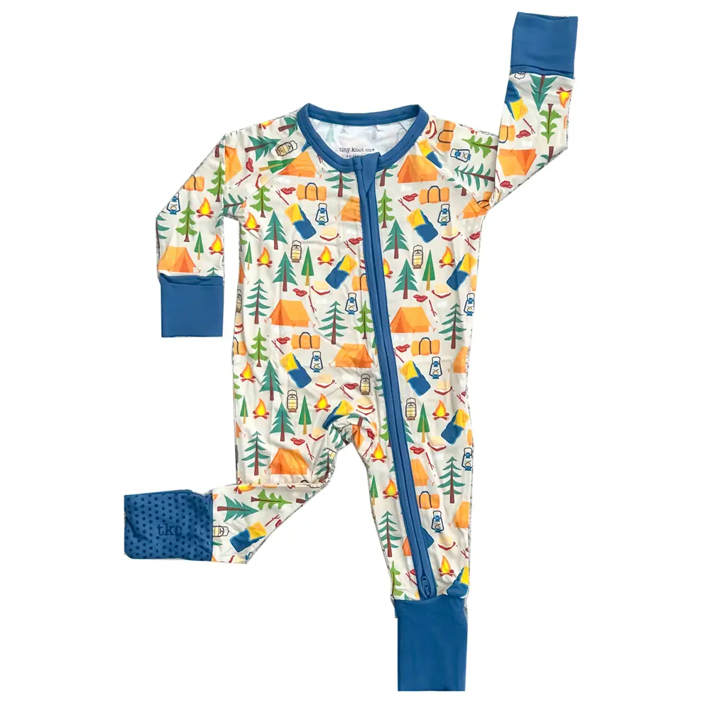 Super soft TENCEL™ modal baby pajamas, camping print Tiny Knot Co