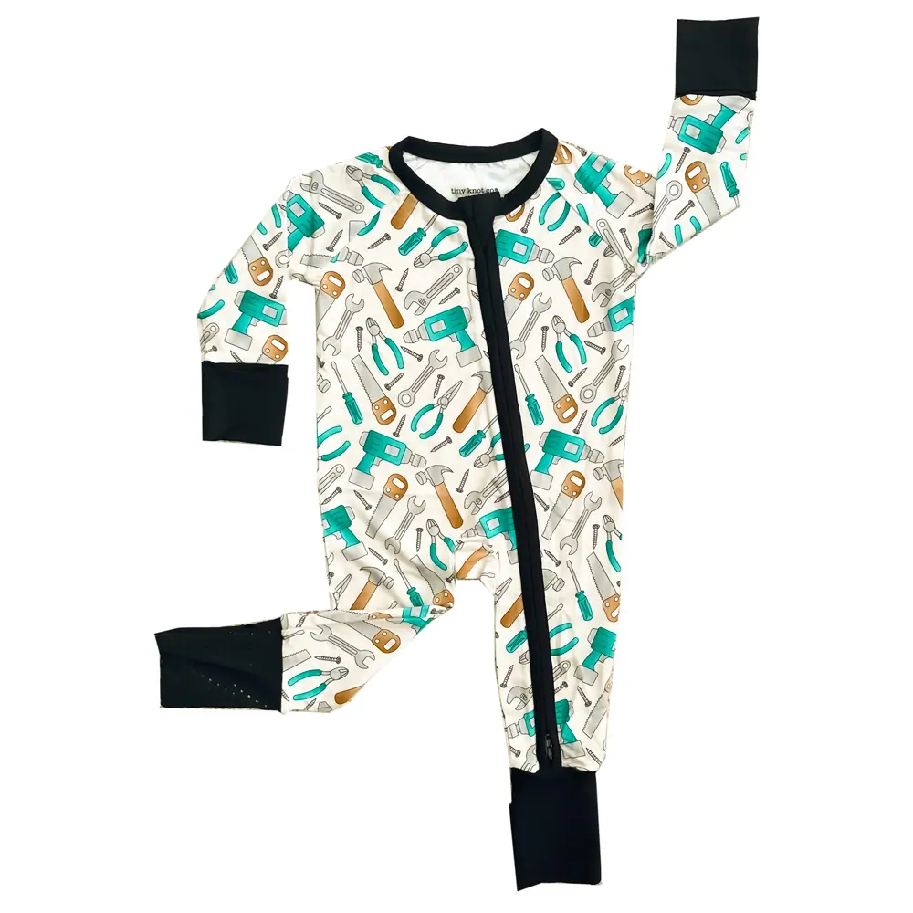 Super soft TENCEL™ modal baby pajamas, tool print Tiny Knot Co