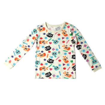 Cream TENCEL™ modal baby pajamas, cartoon animals, super soft—Tiny Knot Co.
